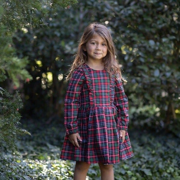 Long Sleeve Ruffle Dress in Plaid
