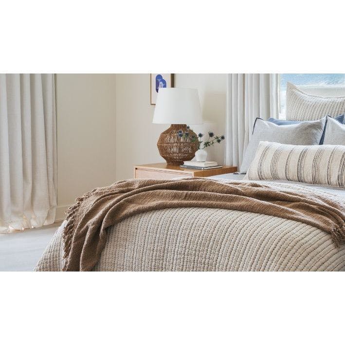 Coastline Blue & Beige Nautical Texture Throw Pillow