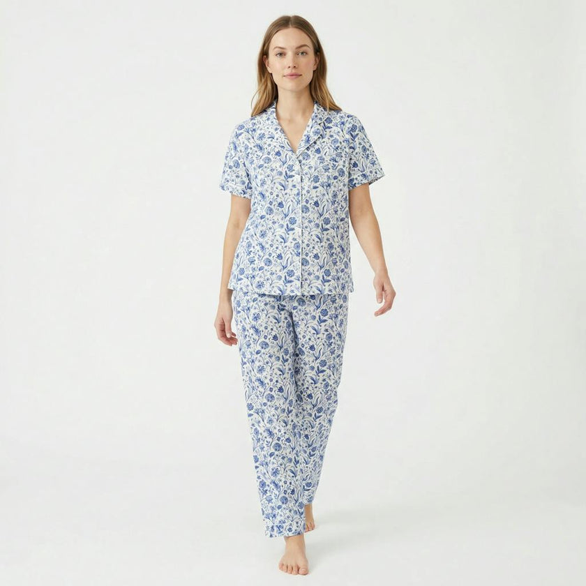 Porcelain Vine Short Sleeve & Pants Bamboo Women's Pajama Set