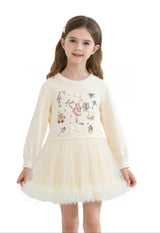 Beige Ballet Ruffle Bow Dress