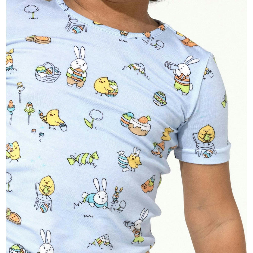 Easter Blue Kids Bamboo Short Set
