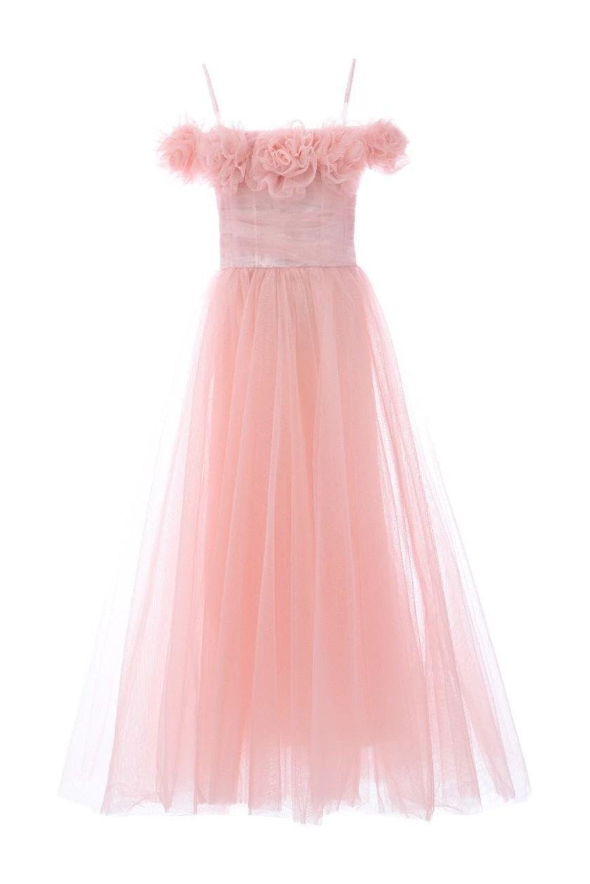 Pink Lilo Floral Tulle Gown