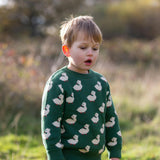 Olive Ducks Snuggly Knitted Jumper, Green