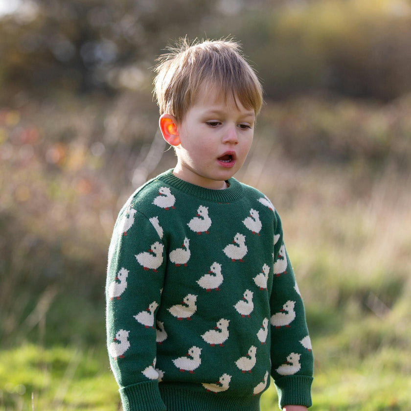 Olive Ducks Snuggly Knitted Jumper, Green