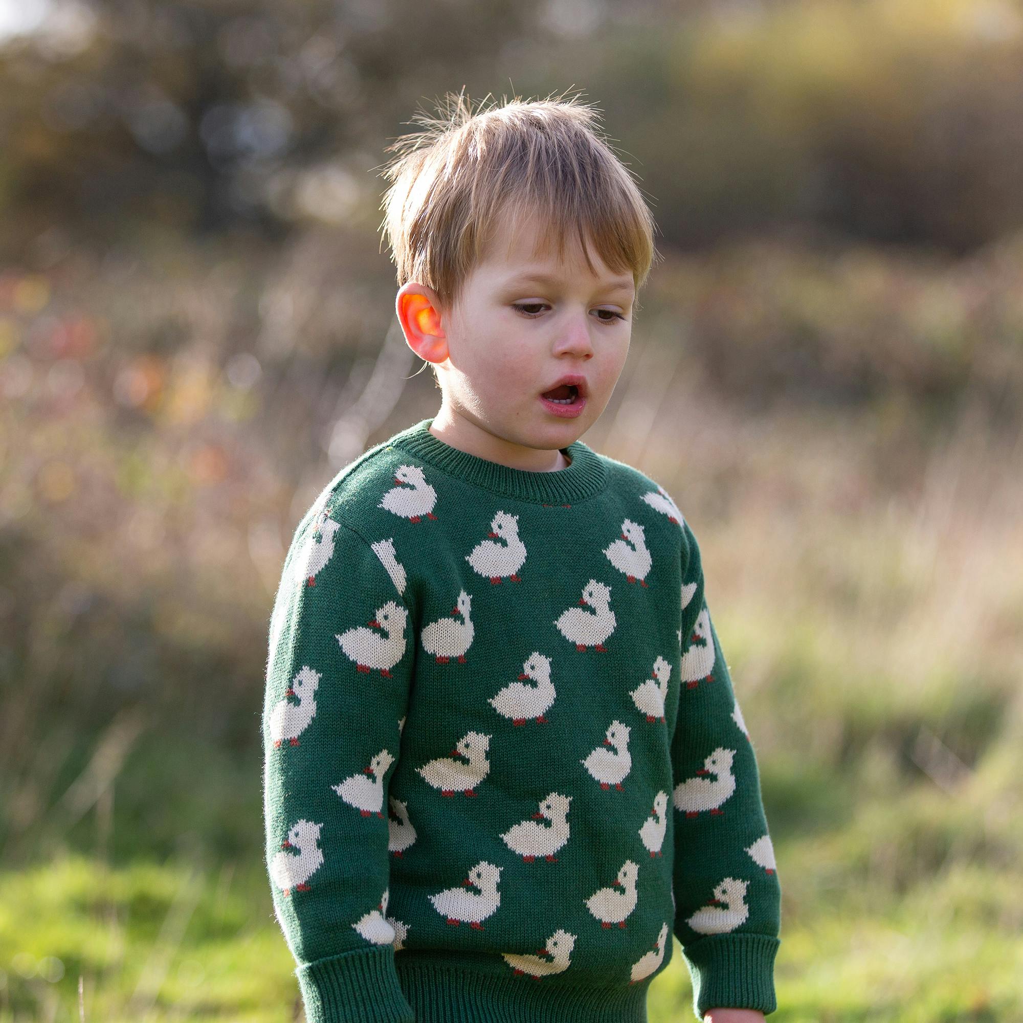 Olive Ducks Snuggly Knitted Jumper, Green