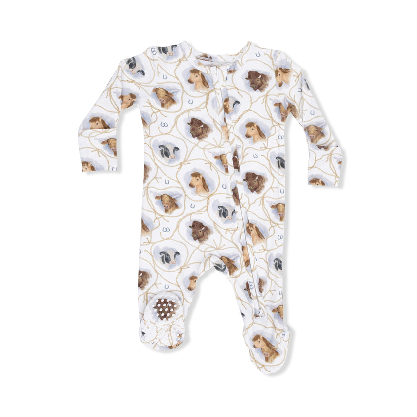Farm Animals Rope Cameos Uni - 2 Way Zipper Footie