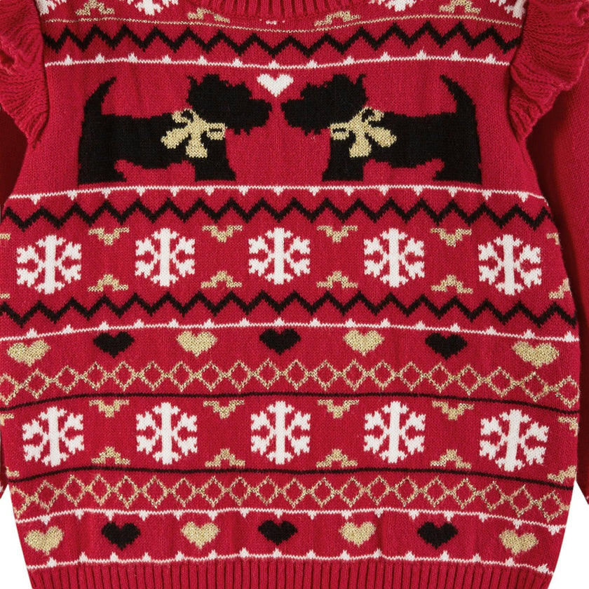 Infant Red Fair Isle Sweater W/glitter Legging Set