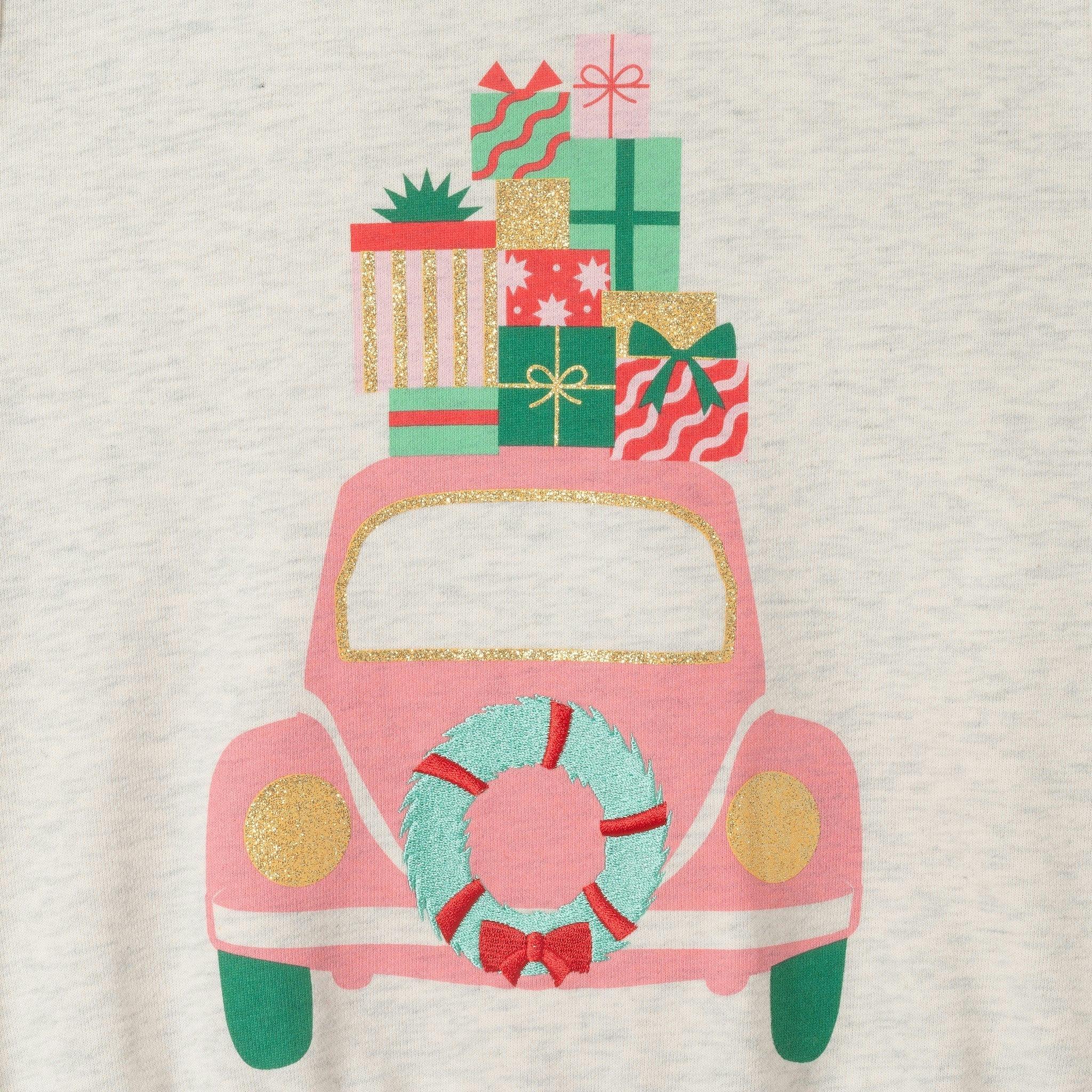 Graphic Sweatshirt | Pink Holiday Car