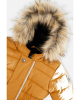Baby Original One Piece Puffy Snowsuit With Removable Mittens And Boots Brown Sugar