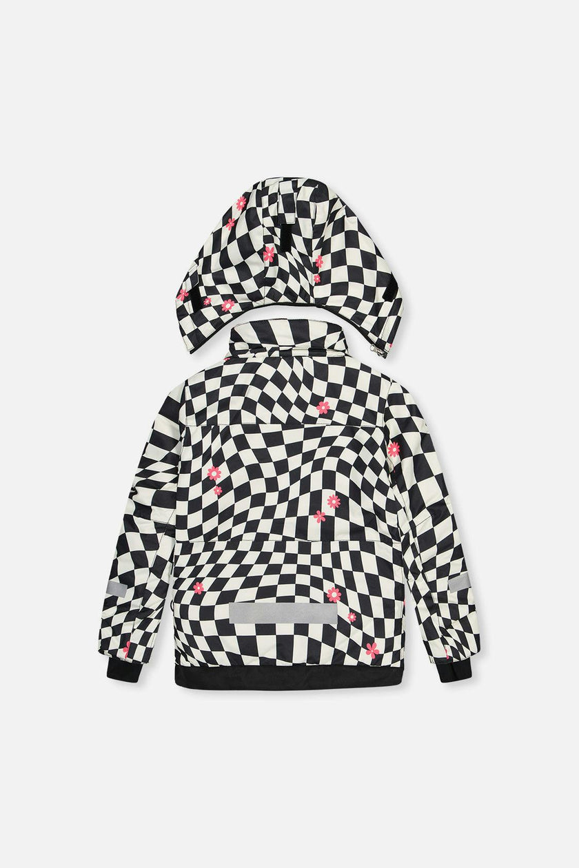 Two Piece Teknik Snowsuit White And Bright Pink Checkered Print