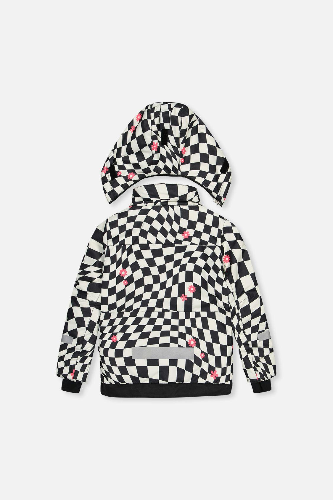 Two Piece Teknik Snowsuit White And Bright Pink Checkered Print