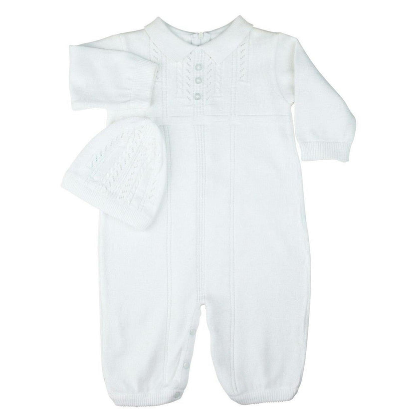 Boys Collar Knit Longall with Hat Blue
