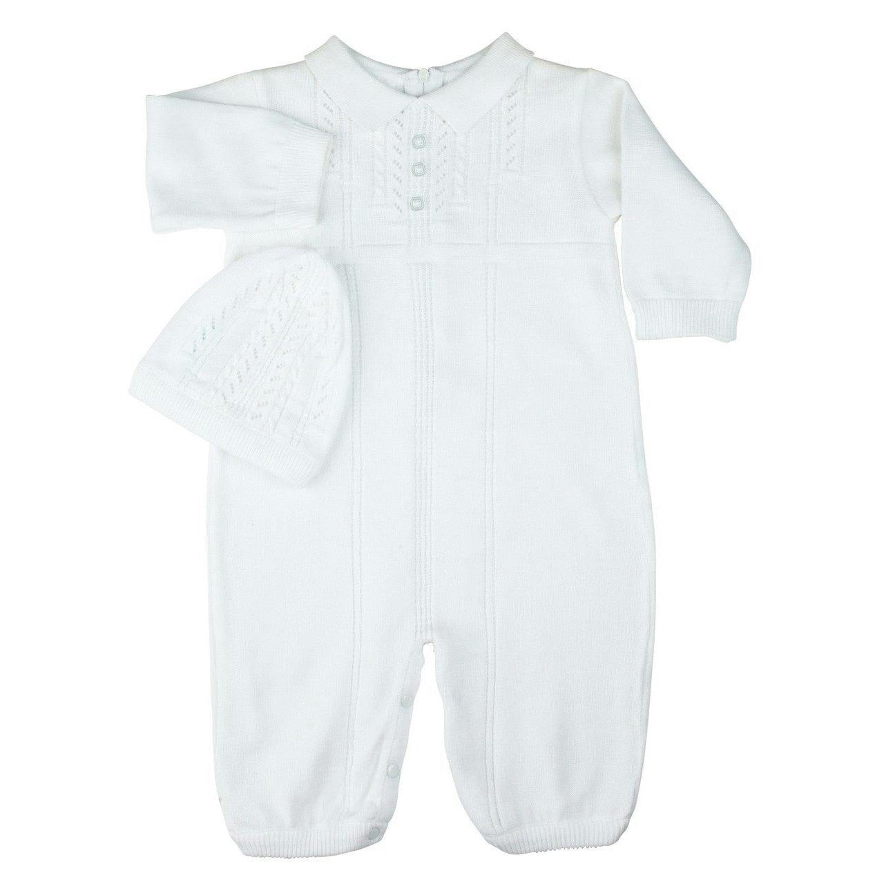 Boys Collar Knit Longall with Hat Blue
