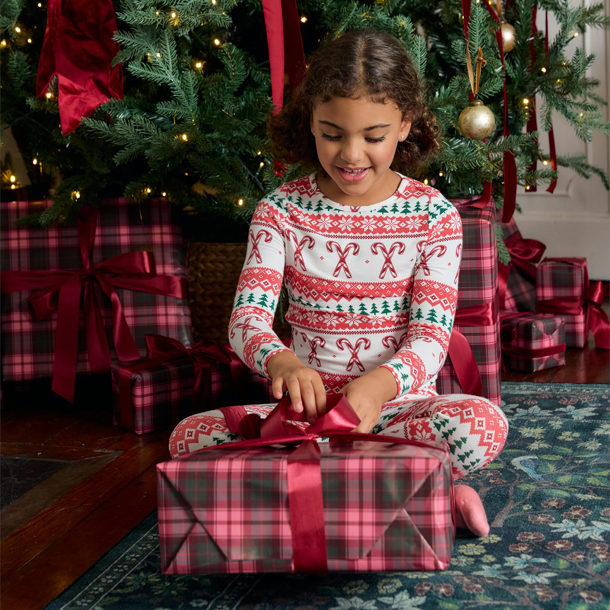 Kids Bamboo PJ Set - Candy Cane Fair Isle