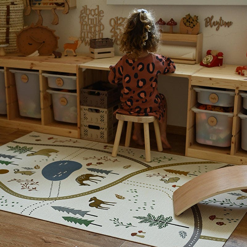 Flat Woven Graphic Print Rectangular Play Rug