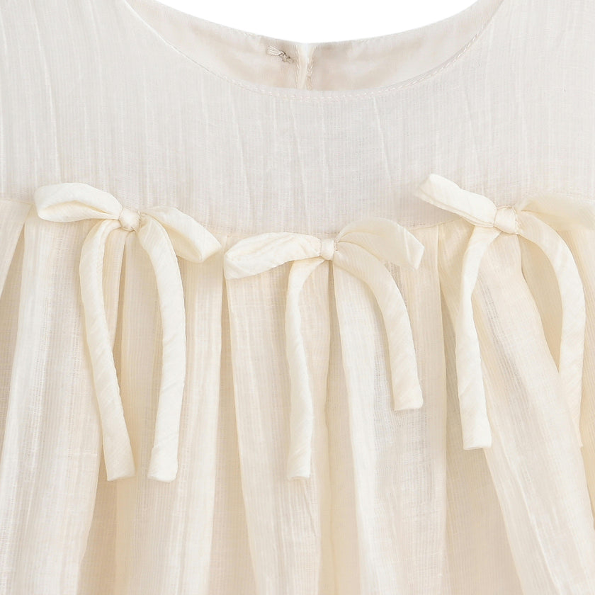 Cream Bow-Tie Skirt Set