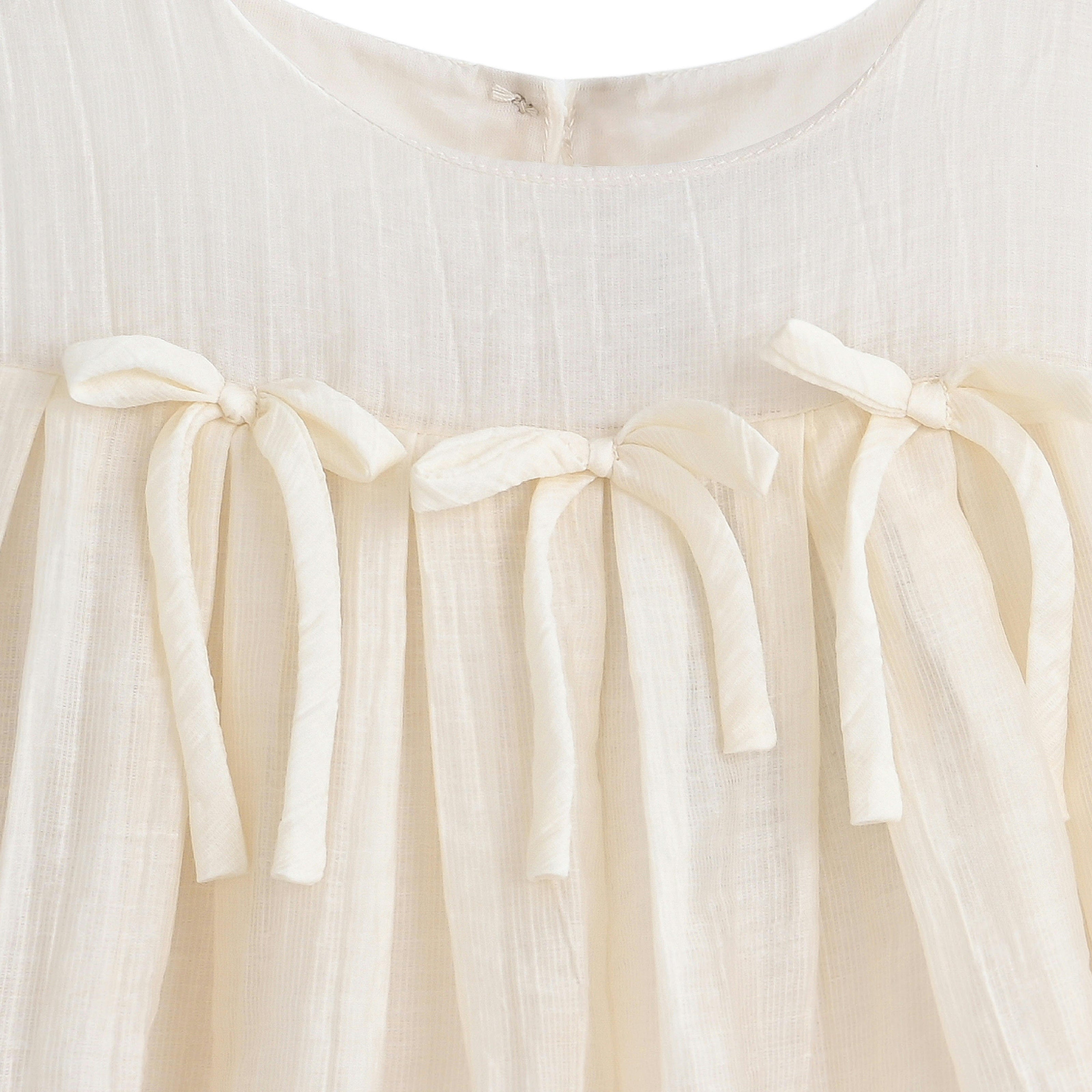 Cream Bow-Tie Skirt Set