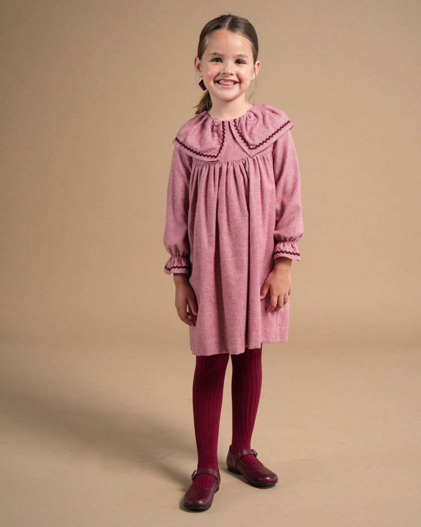 Pierrot Dress Burgundy Minicheck