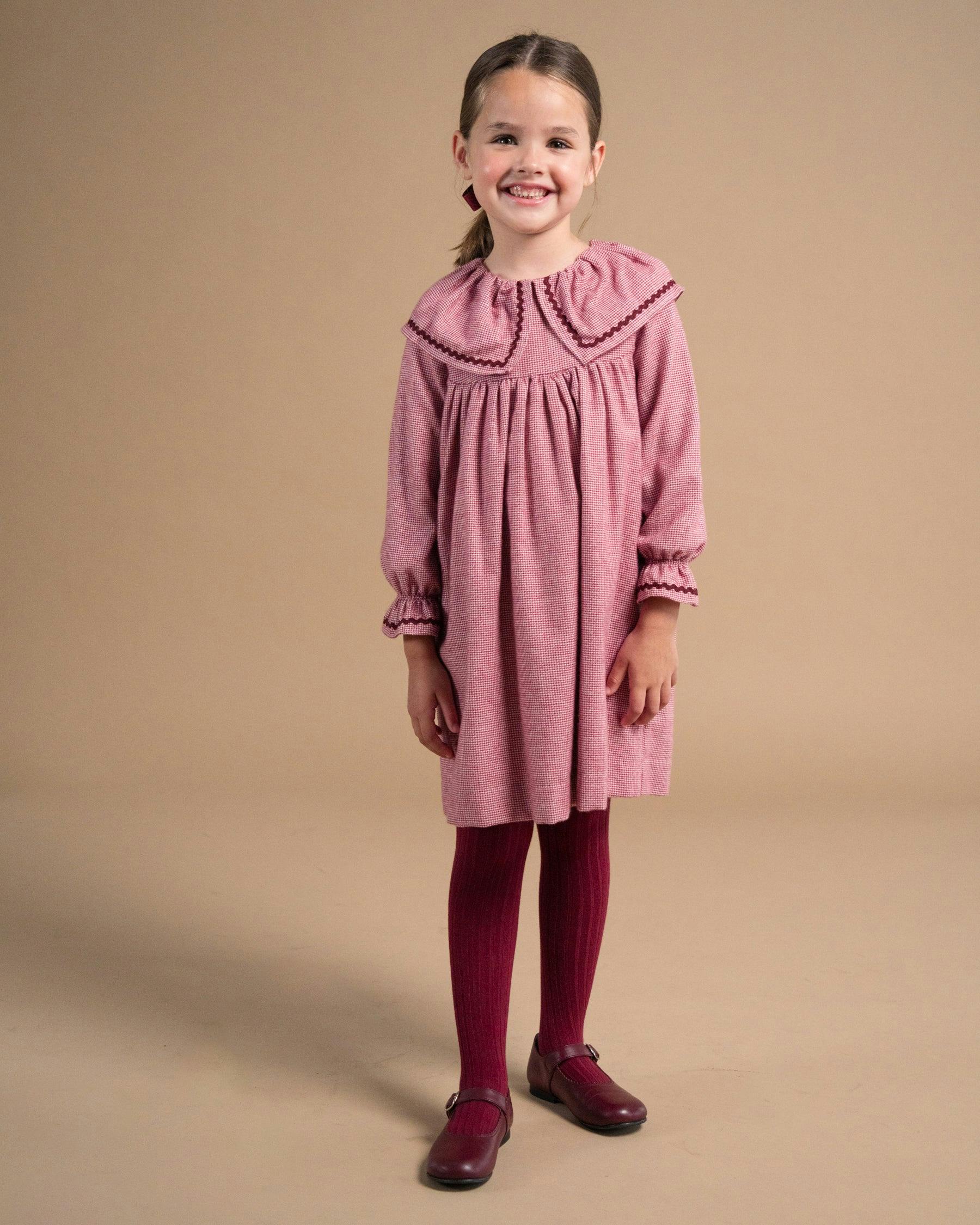 Pierrot Dress Burgundy Minicheck