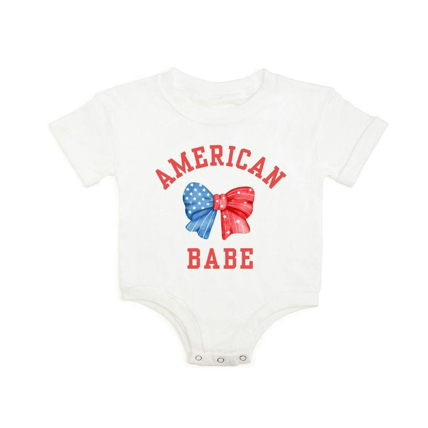 American Babe Short Sleeve Romper - White