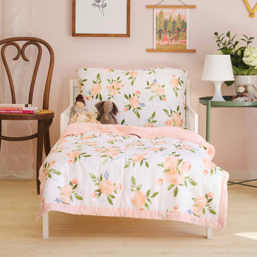 Cotton Muslin Pillowcase 2 Pack - Watercolor Roses Grande 2