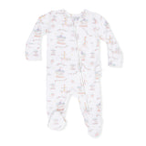 Carousel with Bows - 2 Way Ruffle Back Zipper Footie