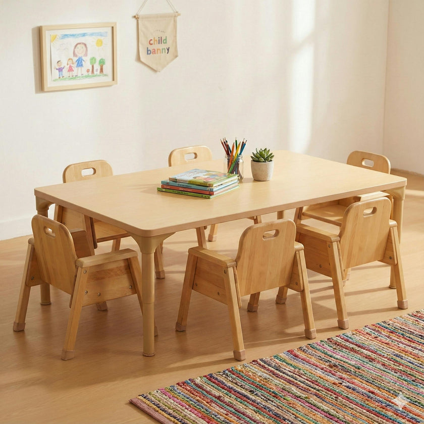Rectangular Adjustable Kids Table – 13" to 17" Height | Toddler & Preschool Classroom Activity Table