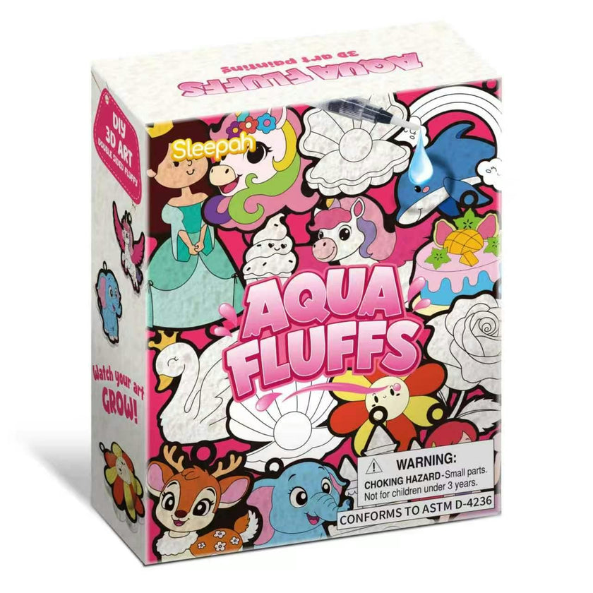 Aqua Fluffs Mess-Free 3D Puffs Art Kit for Kids Double-Sided Craft Set Kit