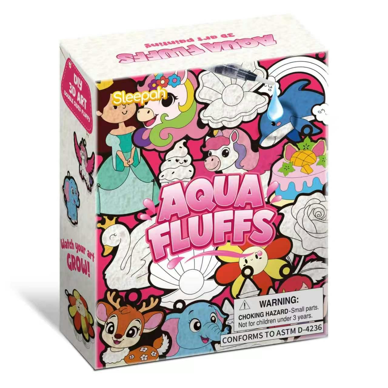 Aqua Fluffs Mess-Free 3D Puffs Art Kit for Kids Double-Sided Craft Set Kit