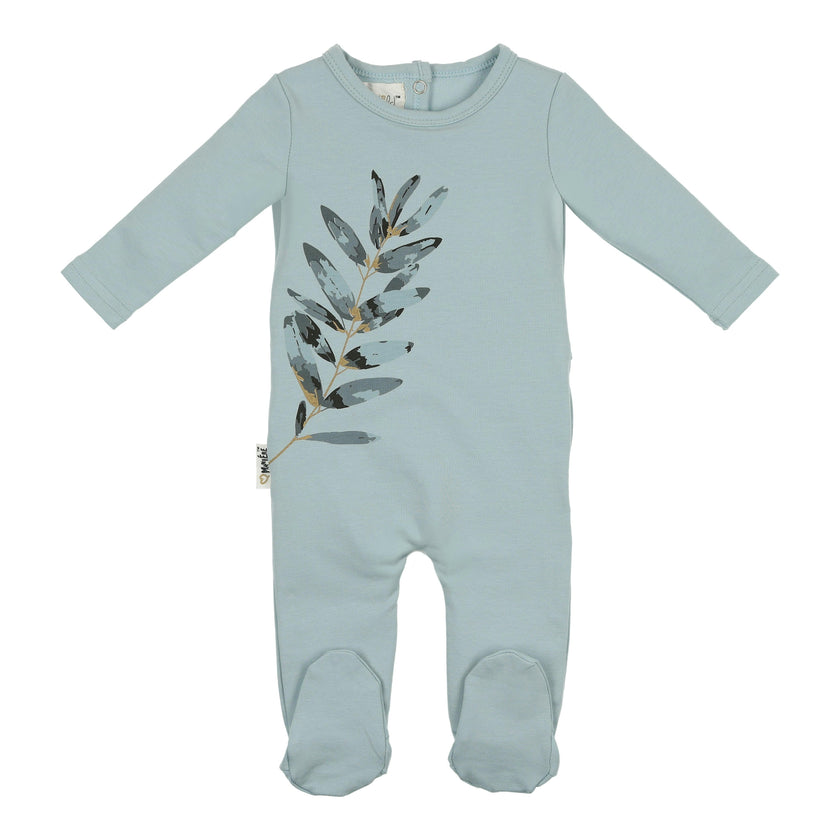 Watercolor Leaves Long Sleeve Footie