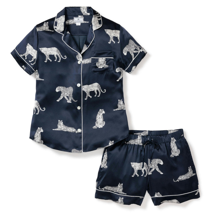 Women's Silk Pajama Short Set in Panthère de Nuit