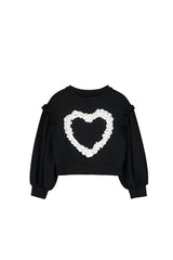 Lace Heart Sweatshirt Black