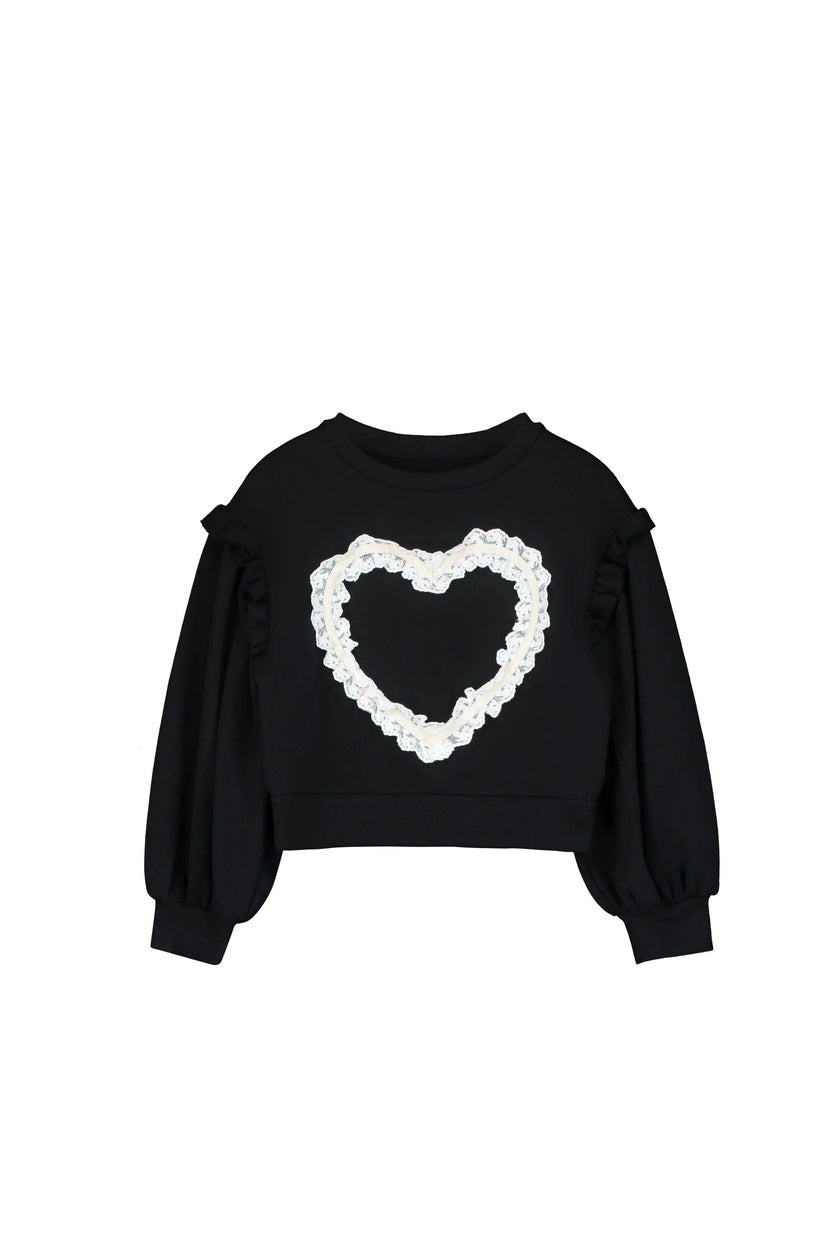 Lace Heart Sweatshirt Black