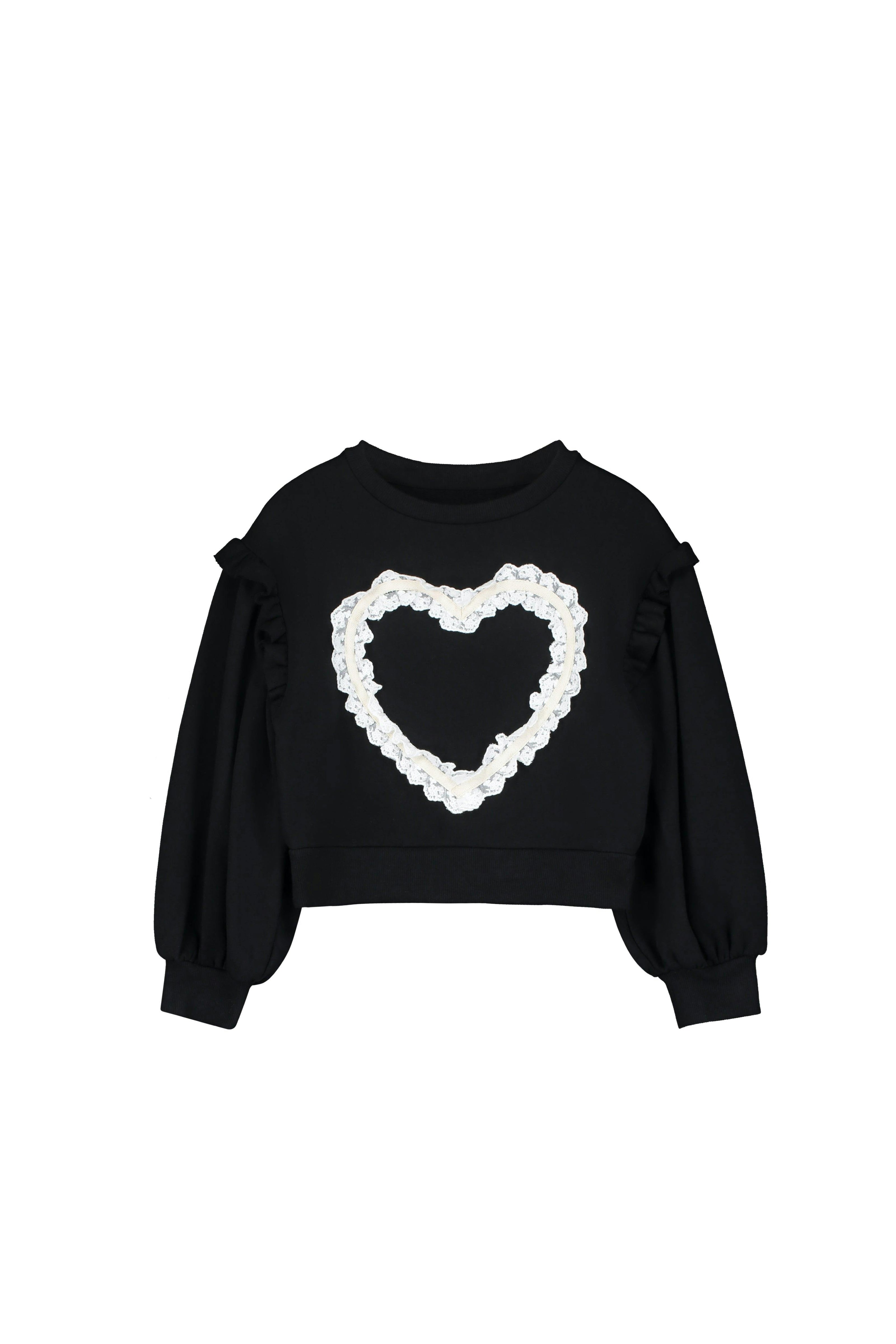 Lace Heart Sweatshirt Black