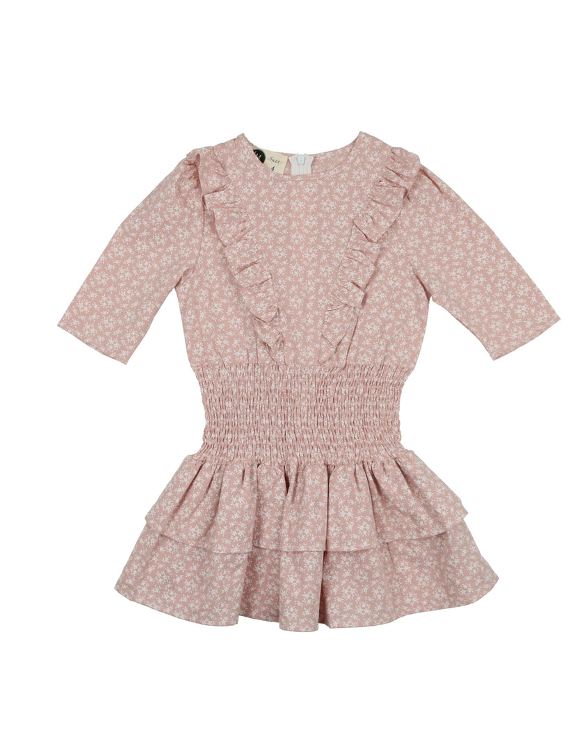 Textured Floral 3/4 Sleeve Peplum Dress