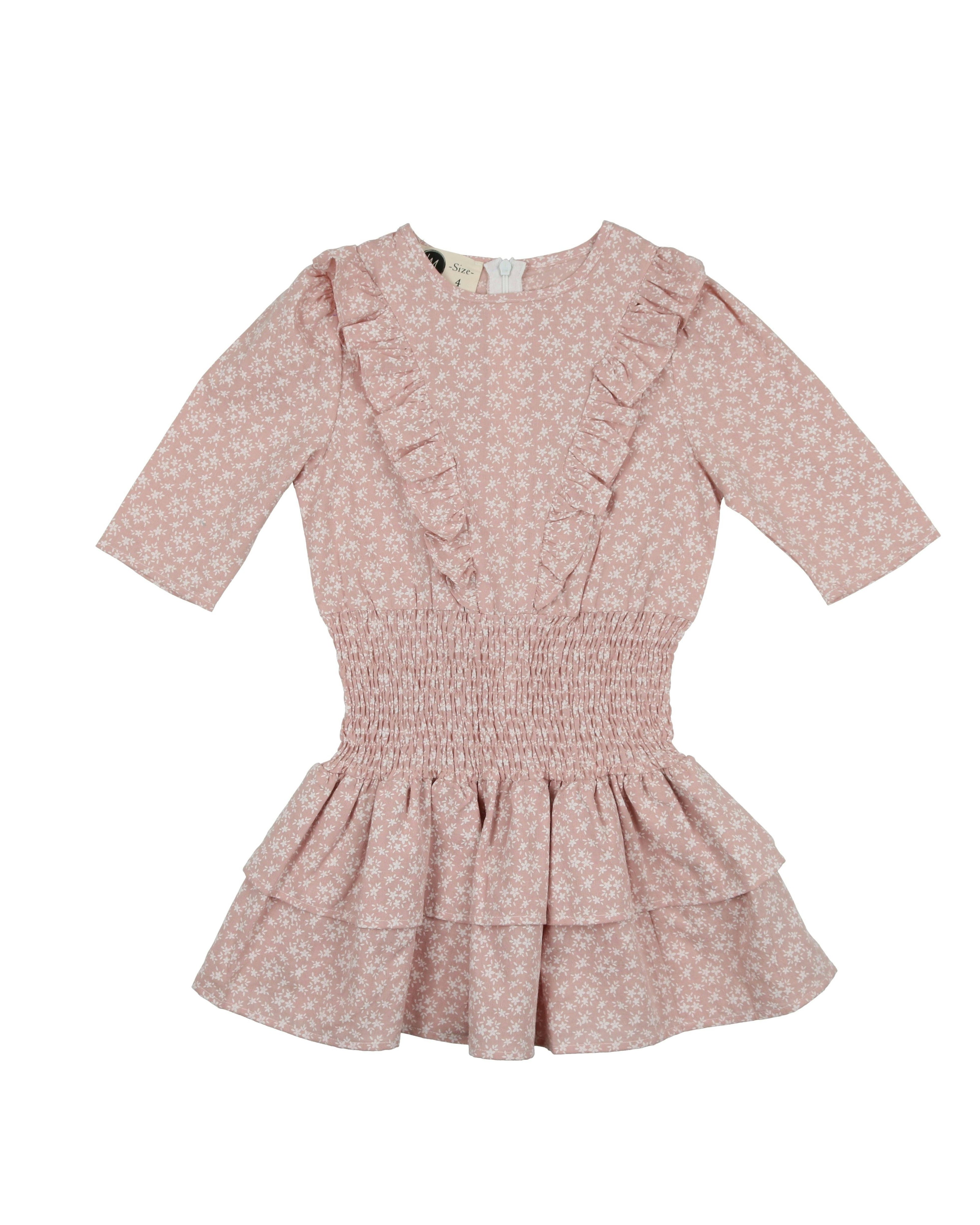 Textured Floral 3/4 Sleeve Peplum Dress