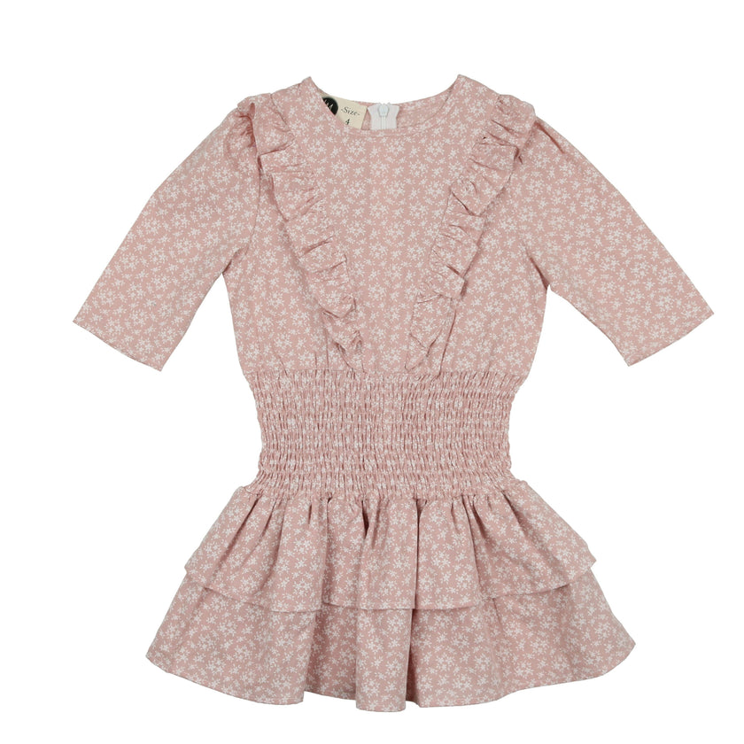 Textured Floral 3/4 Sleeve Peplum Dress