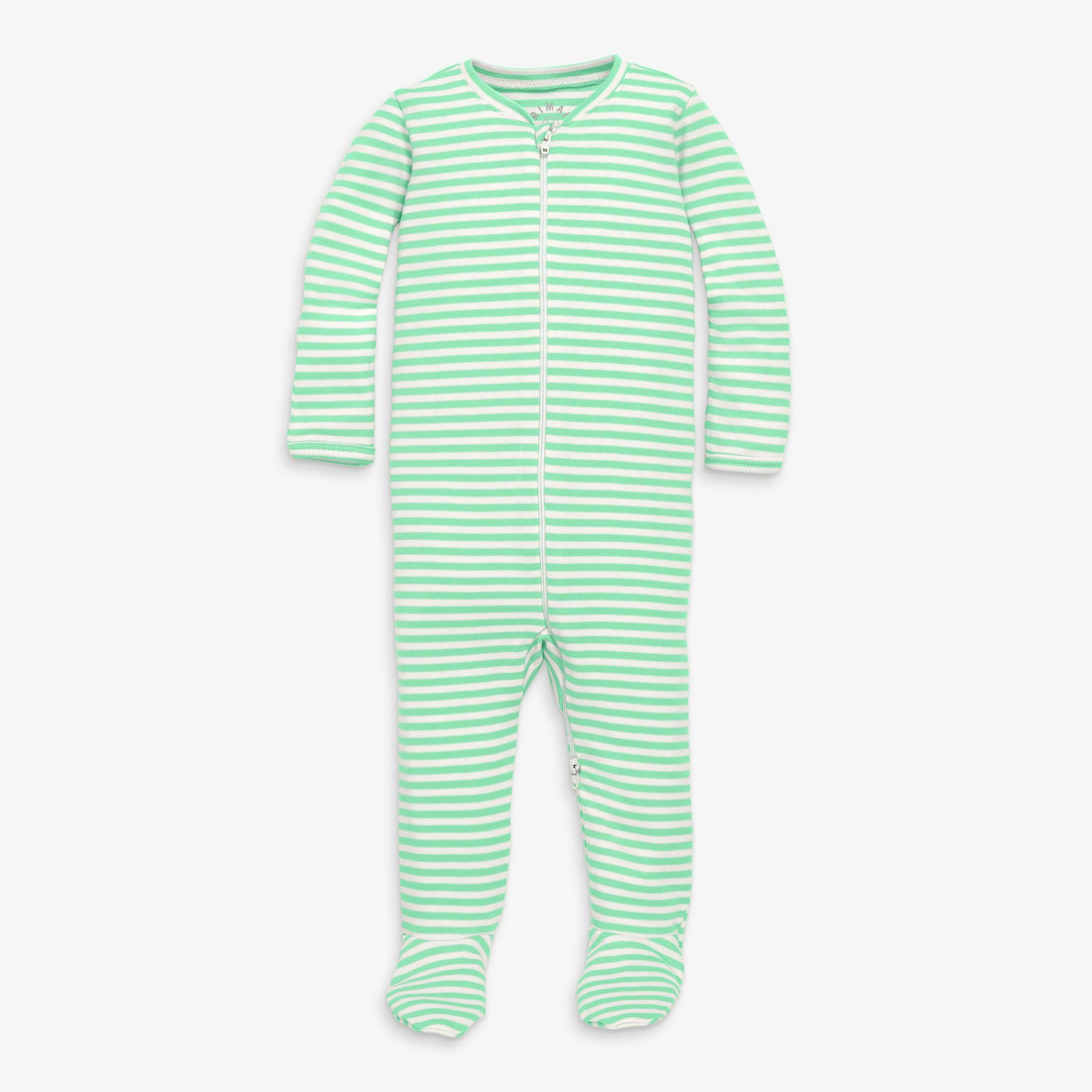 Baby organic zip footie in stripe