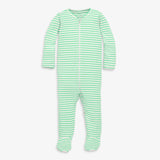 Baby organic zip footie in stripe