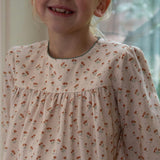 Piper Tiered Dress with Velvet Trim | Beige Petals