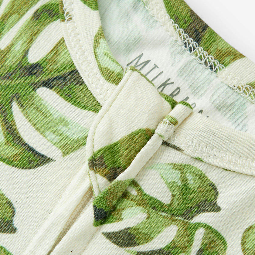Island Leaf Cotton Stretch Zipper Pajama