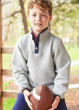 Classic Quilted Pullover - Gray with Navy