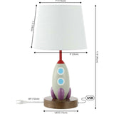 Houston 17.5" Coastal Style Iron/Resin Rocket LED Kids' Table Lamp with Phone Stand and USB Charging Port