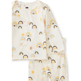 Printed Lap Shoulder Top Set, Cream