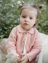 Crochet Collar Cardigan Blush Melange