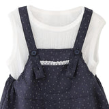 Navy Dotted Overall Set