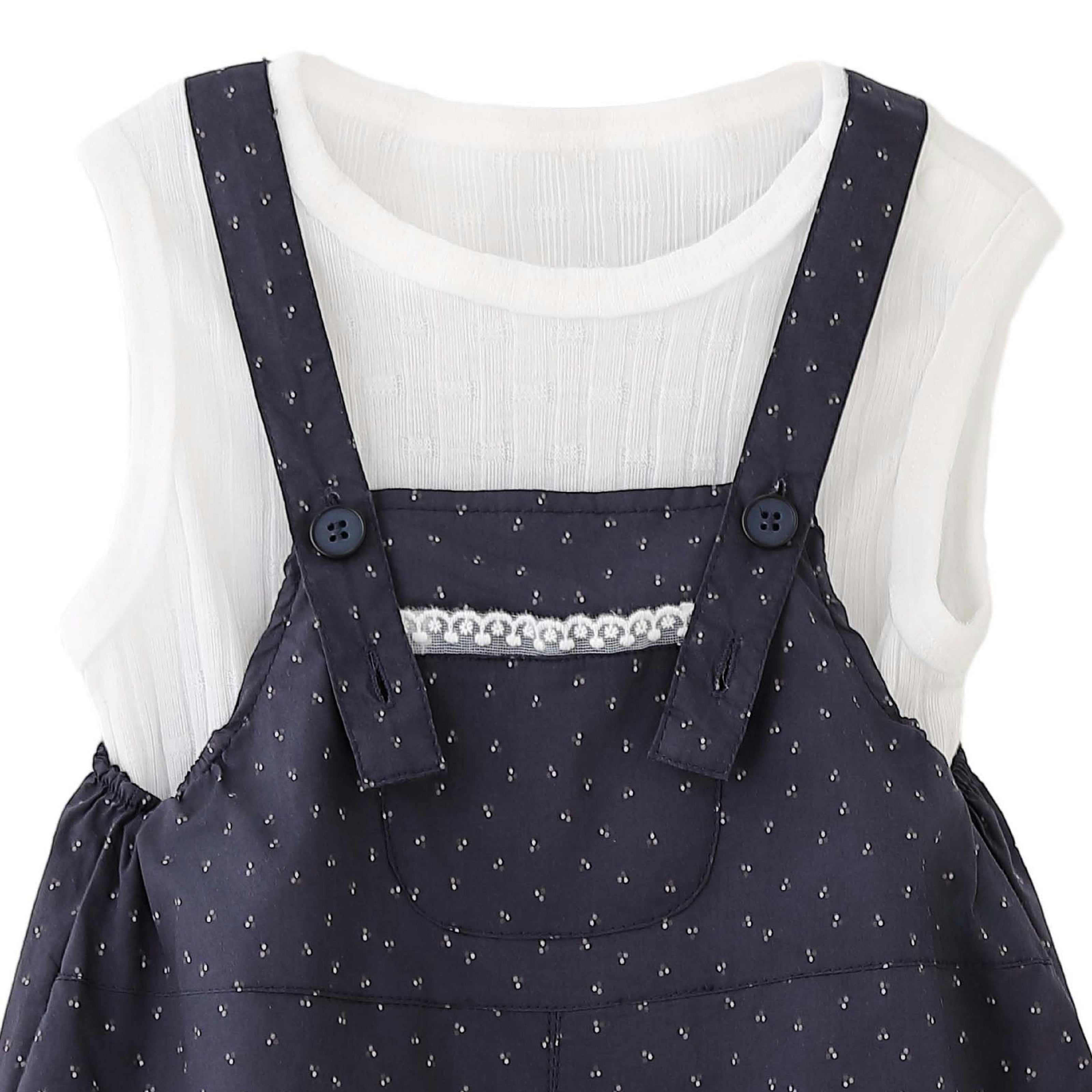 Navy Dotted Overall Set