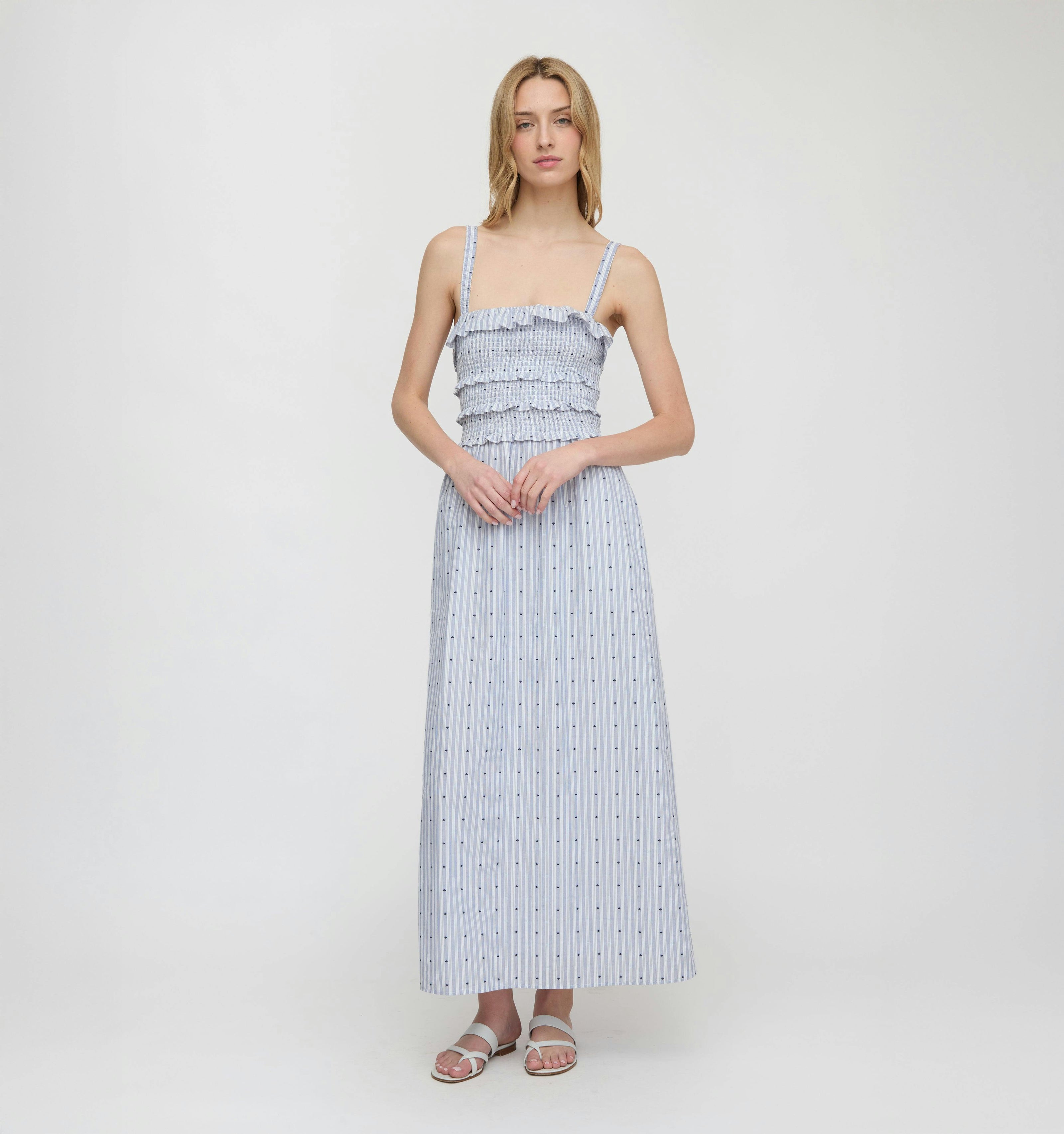 The Analise Nap Dress - Blue Swiss Dot