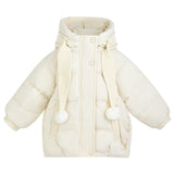 Ivory Pom-Pom Puffer Jacket