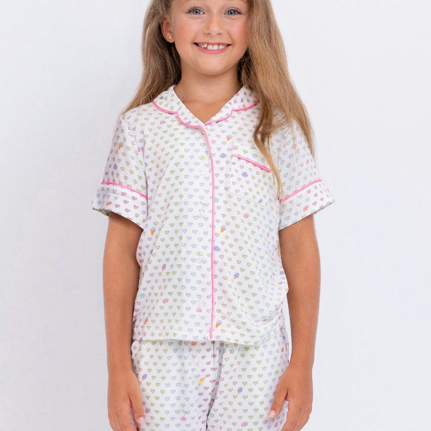 Multicolour Heart Jersey Short Sleeve PJ Set